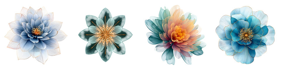 Obraz premium Fantasy Flowers: Abstract Floral Arrangement on White Background