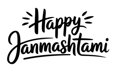 Happy Janmashtami Calligraphy Text  Hindu Festival Greeting Vector
