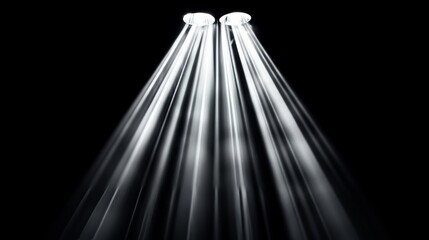 Dramatic Spotlight Beams in Dark Space - Theater Performance Lighting Illustration