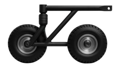 Fixed tandem landing gear with rubber dampers and tubular support frame