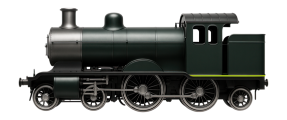 Classic steam locomotive featuring a green painted cab and tender