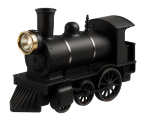 Early steam locomotive with a single headlamp and open footplate