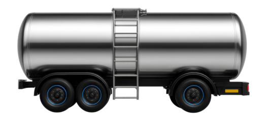 Stainless steel tanker with cylindrical body and rear access ladder