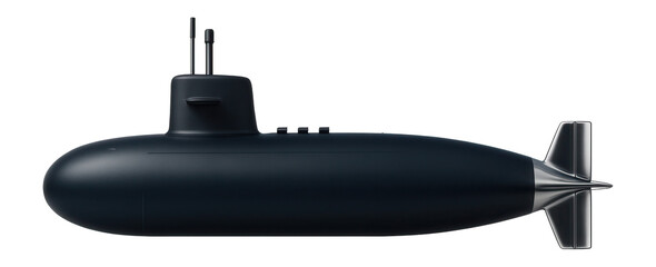 Long-range nuclear submarine with a tapered stern and vertical rudder