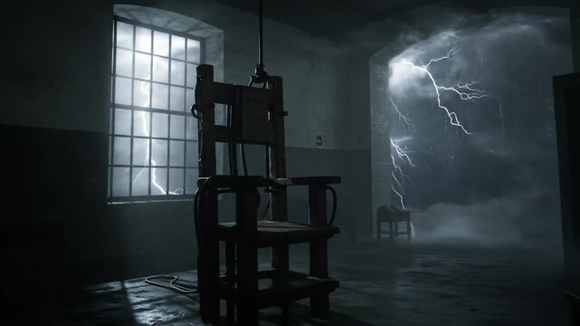 silhouette of a chair in a prison