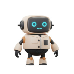 Fototapeta premium Cute Cartoon Robot Character In Stylish Outfit On Transparent Background