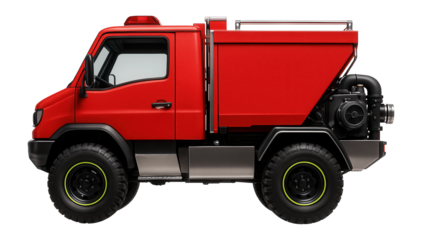 Compact off-road fire truck with integrated water pump and skid plates