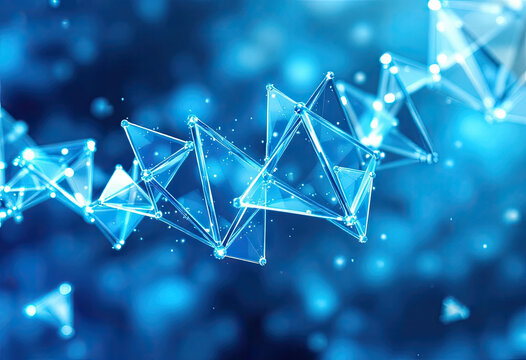 Abstract Crystal Triangle Geometric Shapes in Blue Background