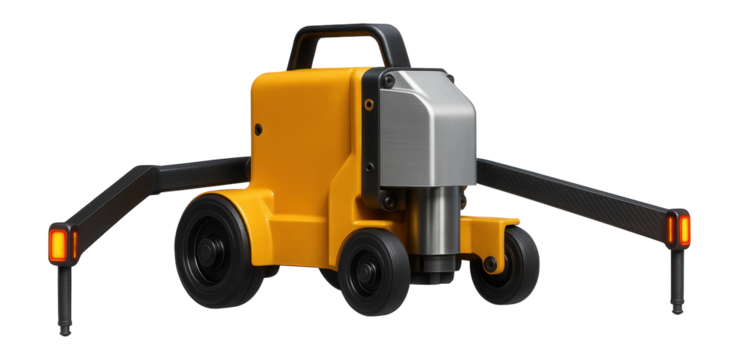 Track-mounted rail welding machine with large central welding head and retractable stabilizing outriggers