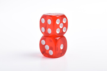 Two red dice isolated on white background