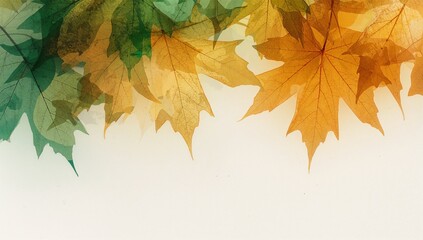 Seasonal Transition with Fading Green to Golden Leaves