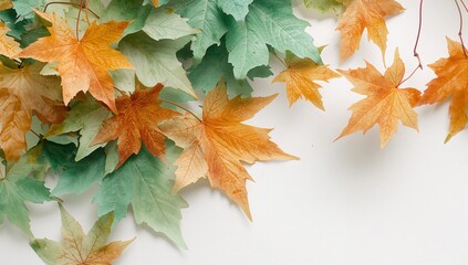 Seasonal Transition with Fading Green to Golden Leaves