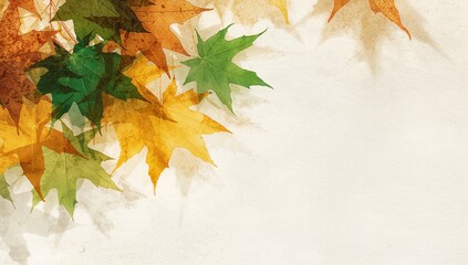 Green and Orange Autumn Maple Leaves