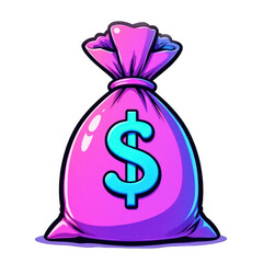 Neon Money Bag Illustration