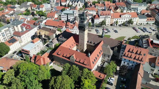 aerial view of the city zeitz in thuringia east germany horizontal 4k