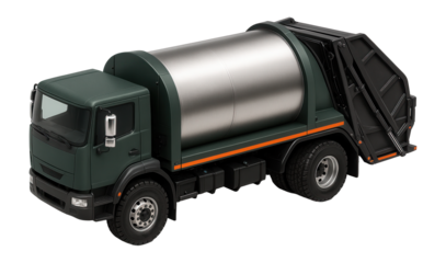 Rotary drum garbage truck with cylindrical compactor and rear loading