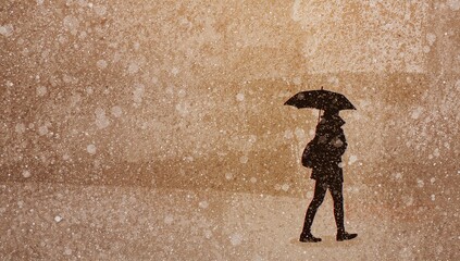Silhouette of a Man Walking in Snow
