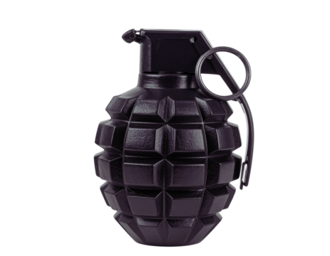 Dark purple fragmentation hand grenade isolated on transparent background