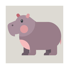 Flat design hippopotamus side profile on grey background