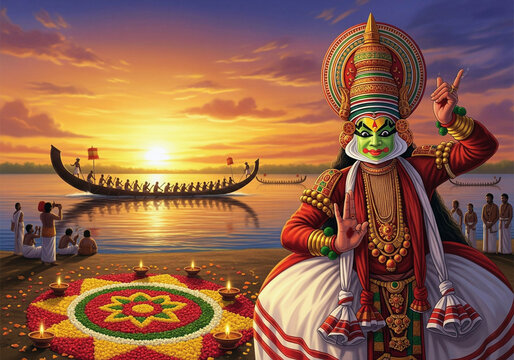 festival of happy onam abstract design background.