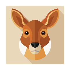 Flat design portrait of a kangaroo face marsupial animal