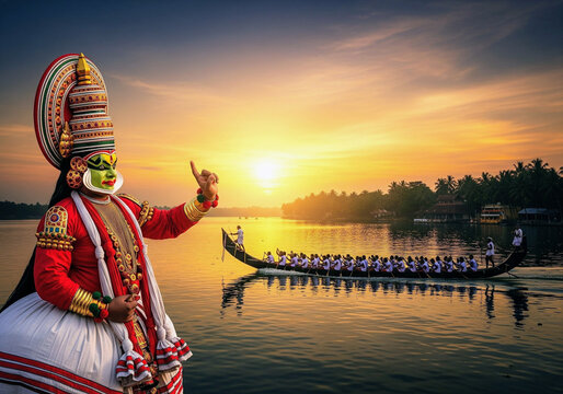 Festival of happy onam cultural design background.