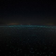 Fototapeta premium Dark Ocean at Night with Sparkling Bioluminescence