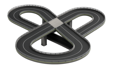 Butterfly interchange with symmetrical curved ramps on either side
