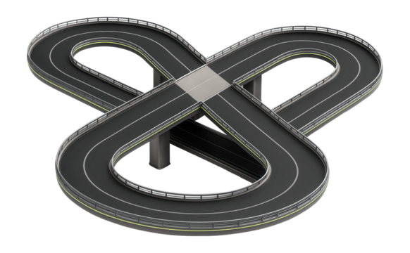 Butterfly interchange with symmetrical curved ramps on either side