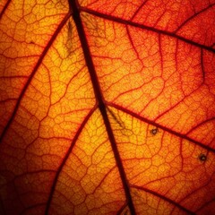 Obraz premium Close-Up of a Red and Orange Autumn Leaf