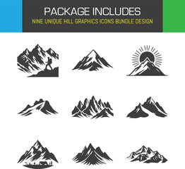 Fototapeta premium Embark on Adventures with Mountain Peak Icon Bundle Explore Heights and Conquer Challenges in Vector