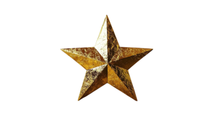 Golden star decoration with sharp edges and shiny texture, perfect for festive occasions or artistic displays