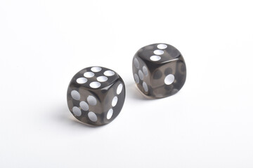 Two black dice isolated on white background