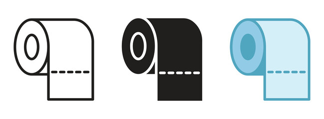 Toilet paper tissue icon set isolated on white background. Vector illustration .