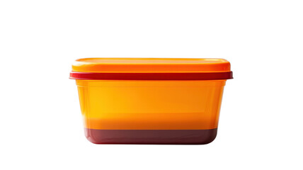 Brightly colored container shows distinct layers of orange and red, ideal for storing food or other kitchen items