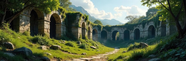 Sun-Drenched Ancient Stone Ruins Forgotten Civilization Unveiled by Erosion