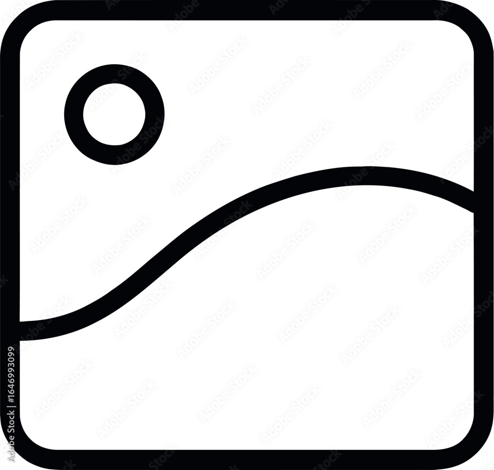 Aufkleber a simple landscape icon with a rounded square border a curved line and a circle in the upper left co