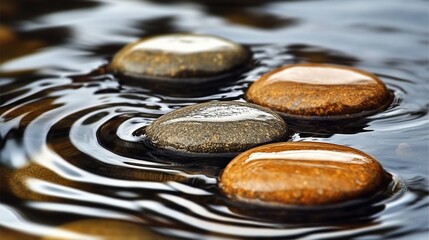 Serene Reflections Tranquil Waters and Stones Creating Harmonious Ripples in Nature s Embrace