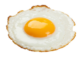 Single fried egg with golden yolk on transparent background ready to eat