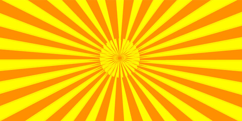 Bright yellow and orange sunburst pattern with radial stripes emanating from the center, creating a vibrant and energetic abstract background.