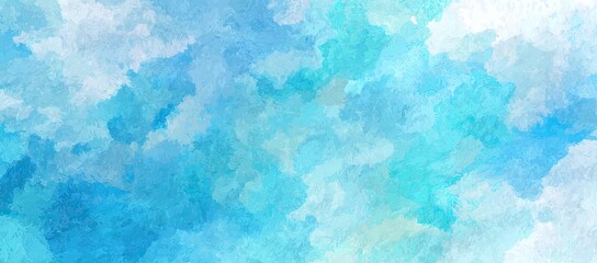 Obraz premium Abstract watercolor-style background in shades of light blue and white. Soft, blended brushstrokes create a cloudy, textured effect