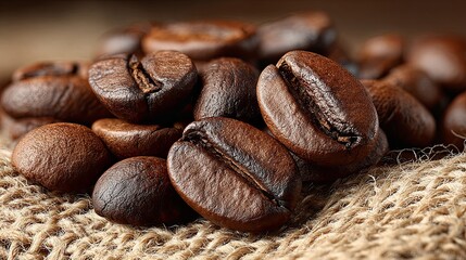 Close-up view of roasted coffee beans.