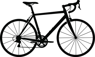 Silhouette of a road bicycle, representing fitness, adventure, and the freedom of cycling, perfect for sports and transportation related designs