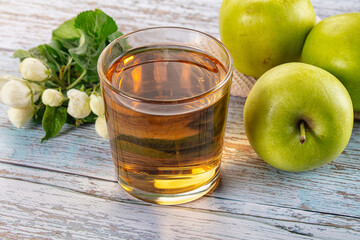 Apple yellow juice in the glass