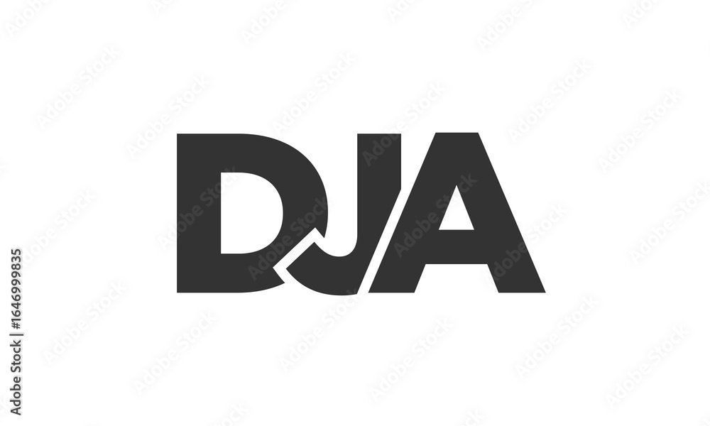 Poster dja logo design template with strong and modern bold text. initial based vector logotype featuring s