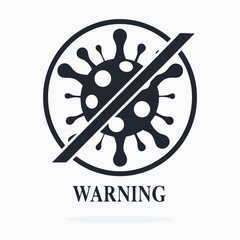 Virus Crossed Out Icon Flat Symbol on White Background Health Concept