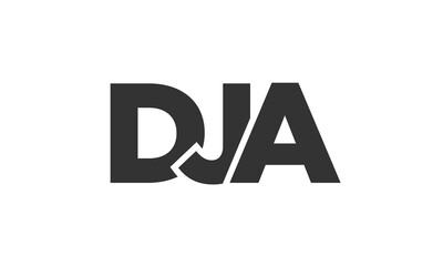 DJA logo design template with strong and modern bold text. Initial based vector logotype featuring simple and minimal typography. Trendy company identity.