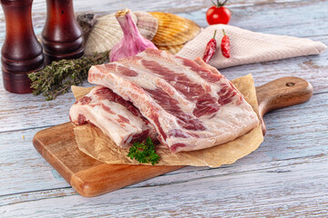 Raw pork ribs for cooking