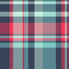 Fototapeta premium Vibrant plaid pattern in teal, pink, and navy. Perfect for textile designs, website backgrounds, or fashion illustrations.