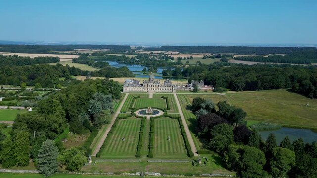 Aerial view of Castle Howard near York in North Yorkshire in the northeast of England